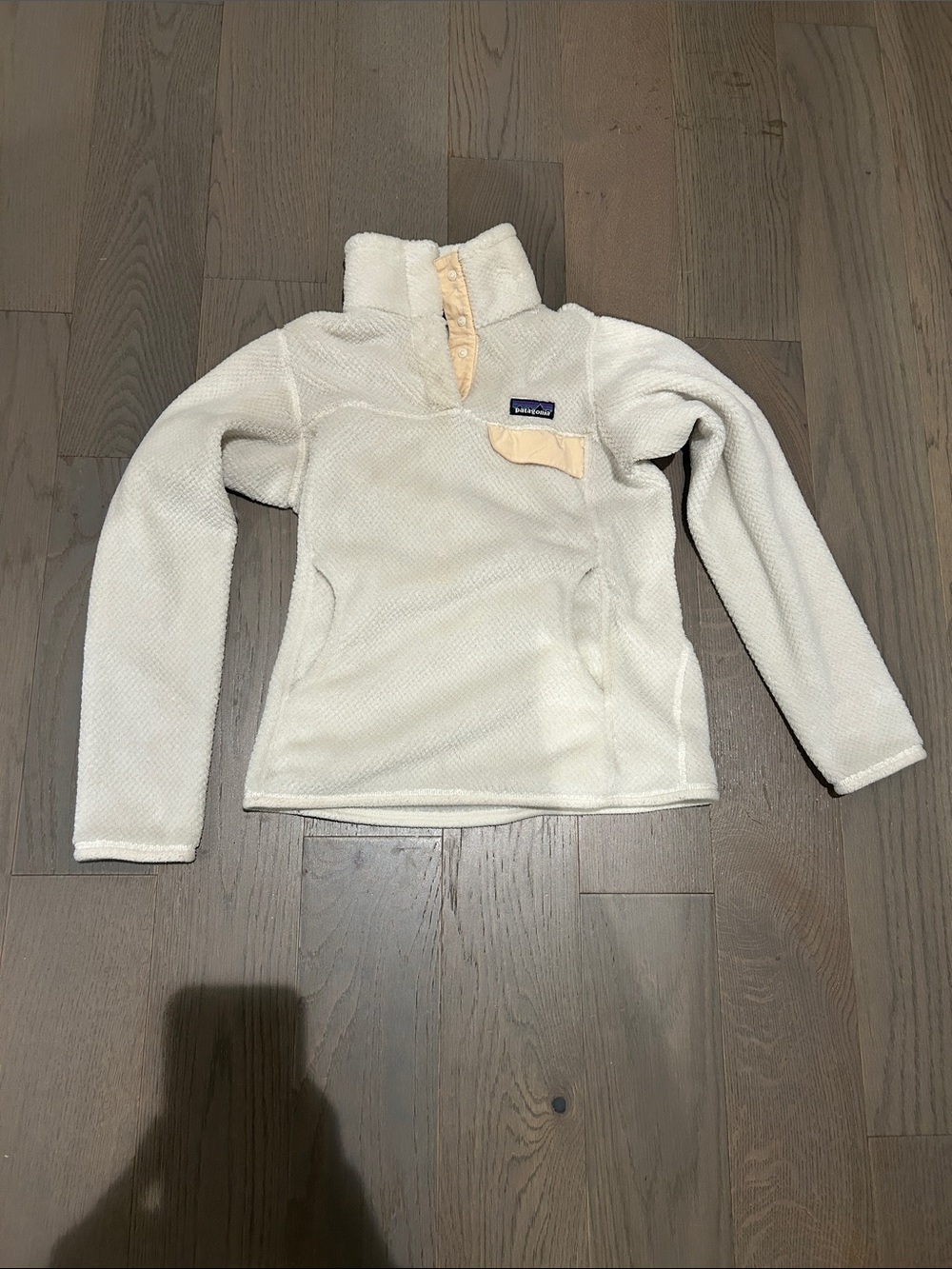Patagonia Cream Pullover Fleece with Snap Placket